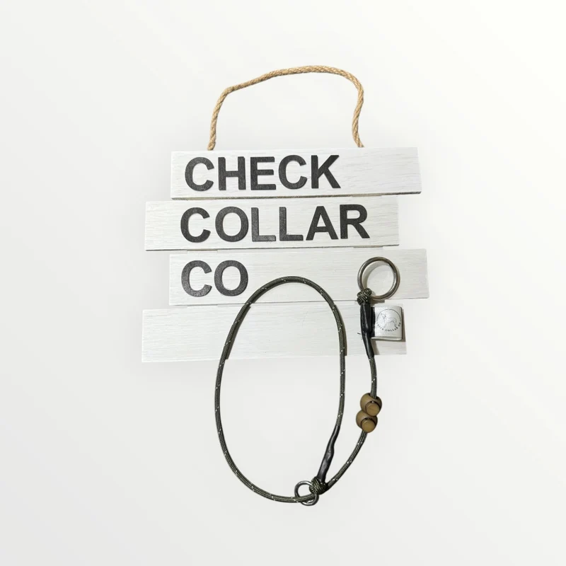 Khaki hi-vis Dog check collar / grot collar / slip collar / slip lead