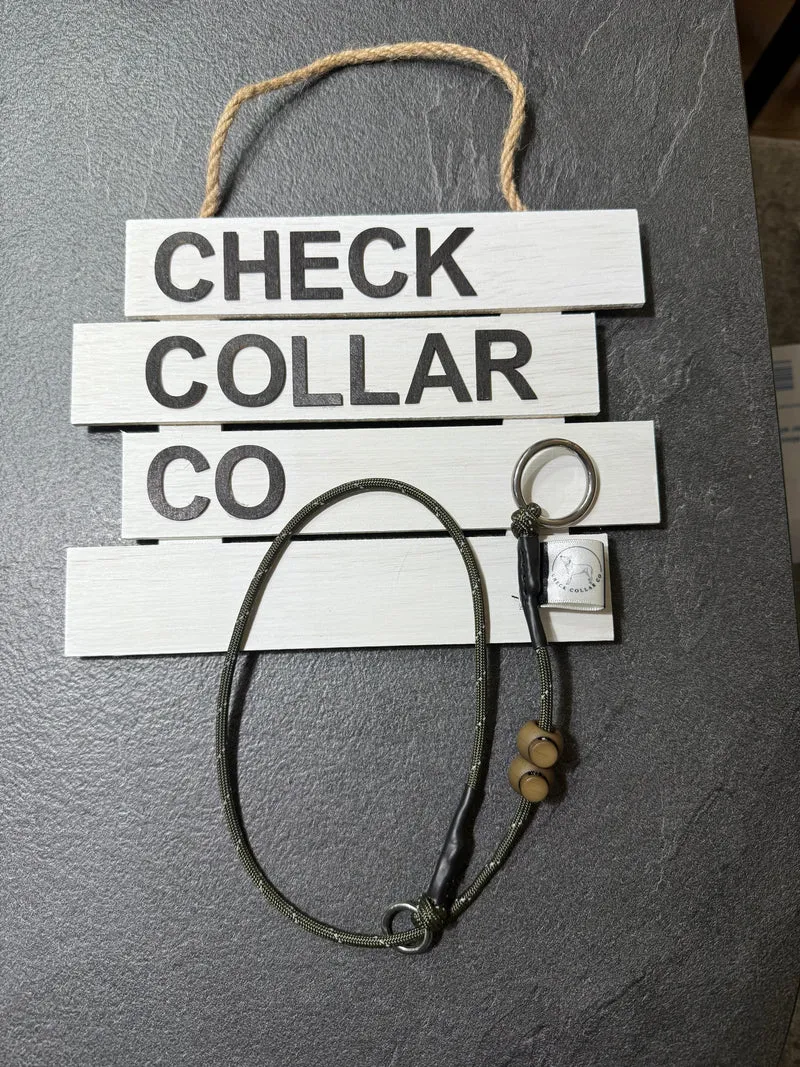 Khaki hi-vis Dog check collar / grot collar / slip collar / slip lead