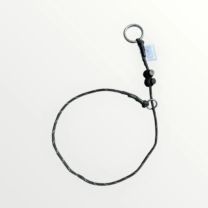 Black hi-vis Dog check collar / grot collar / slip collar / slip lead
