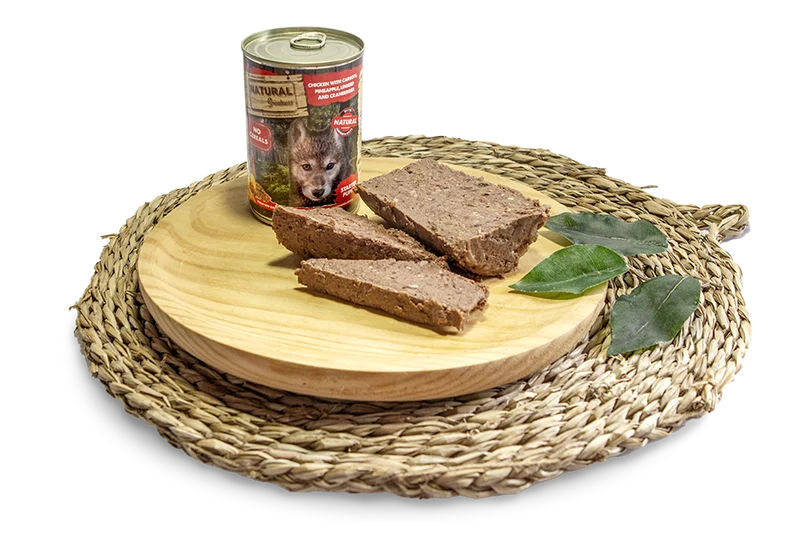 Lata Starter Puppy Pollo con Zanahorias, Piña, Semillas de Lino y Arándanos rojos | 400gr | Natural Greatness Cachorros