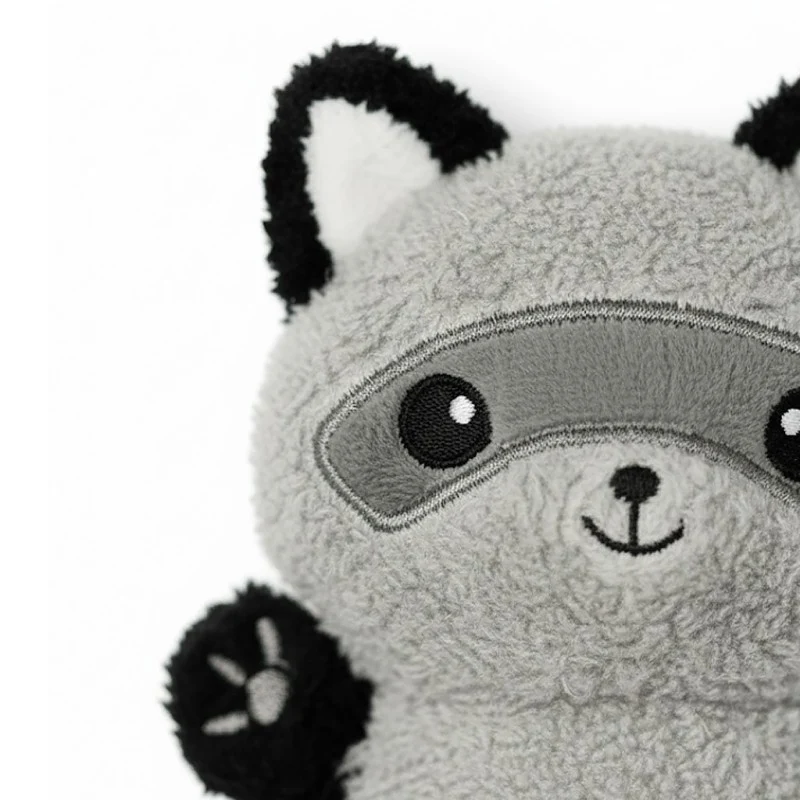 Mapache con sonido de bolsa y cuerda 45cm