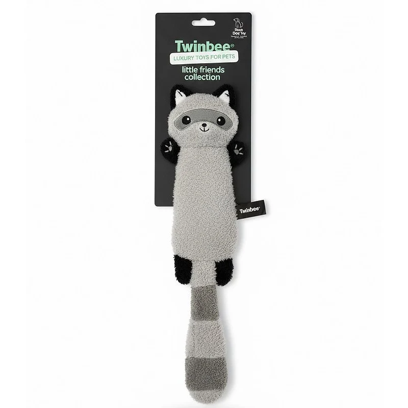 Mapache con sonido de bolsa y cuerda 45cm