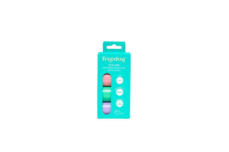 Pack de 4 rollos de bolsas (60pcs) colores pastel - hechas con botellas de plástico recicladas