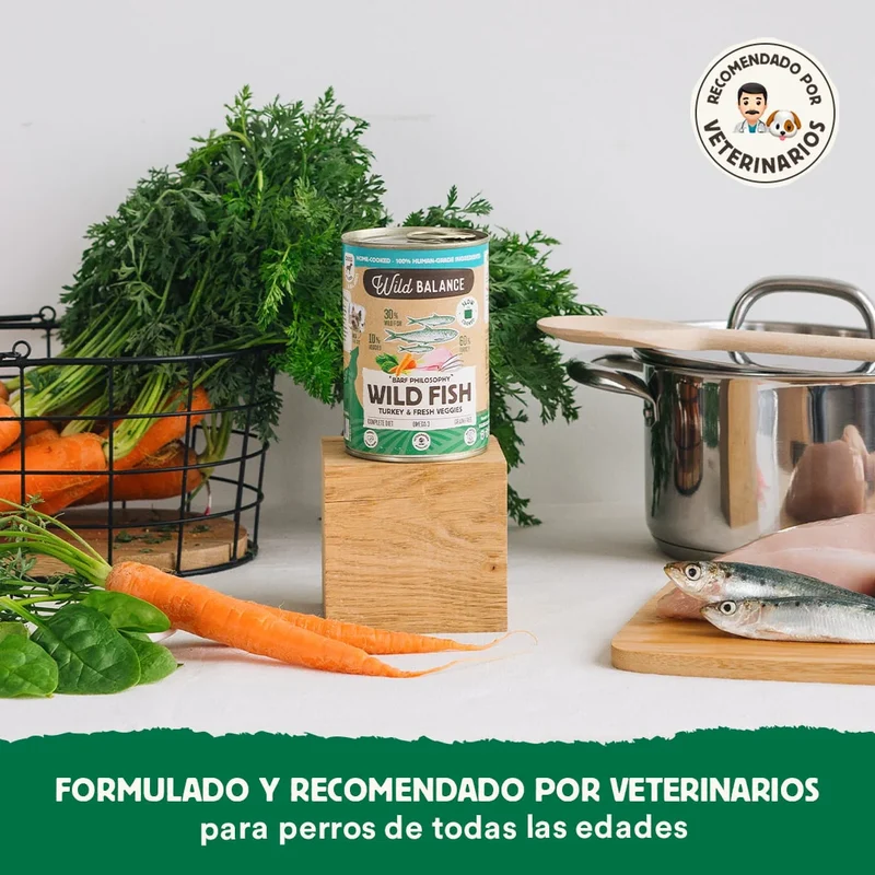 Lata de Pescado y Pavo – Comida cocinada al vapor de Wild Balance - Para Perros