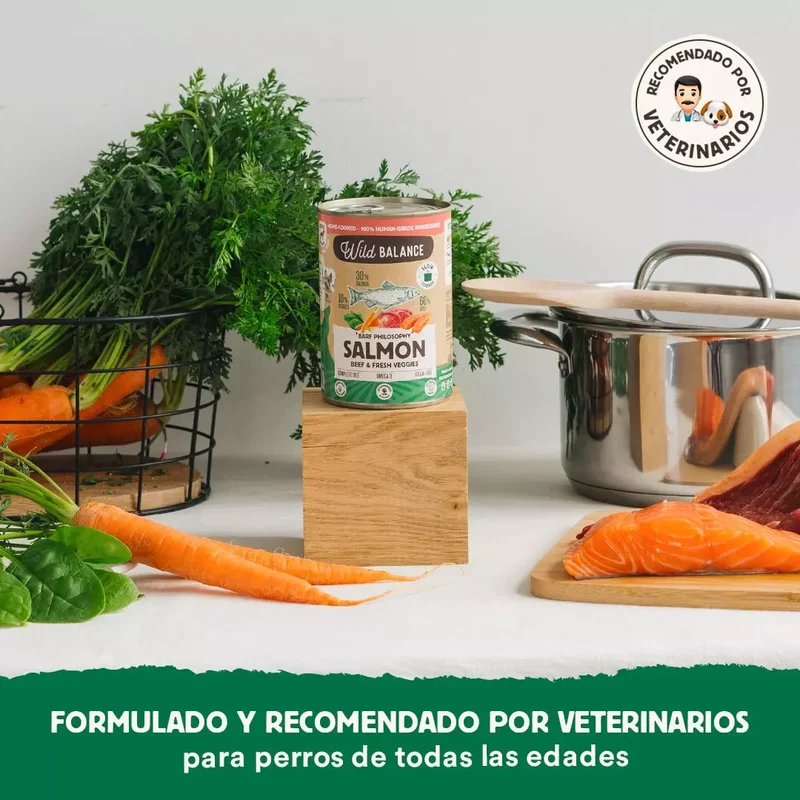 Lata de Salmón y Ternera – Comida cocinada al vapor de Wild Balance