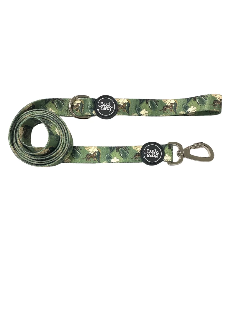 Bud & Billy Dog Strong & Durable Leash - Lightweight, 1.8 Meters (XS-L) Safari Collection, Lush Green Palette