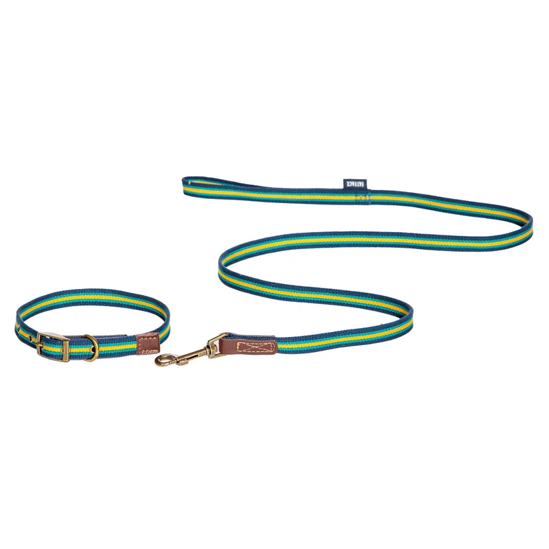 Danish Design FatFace Bold Stripe Woven Dog Lead With Metal Buckles