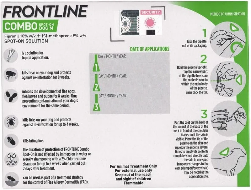 Frontline Flea & Tick Spot On Combo Treatment for Dogs & Home Protection 3 Pipettes