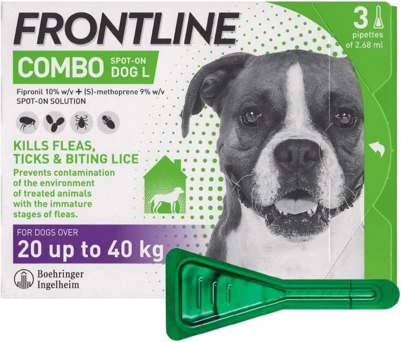 Frontline Flea & Tick Spot On Combo Treatment for Dogs & Home Protection 3 Pipettes