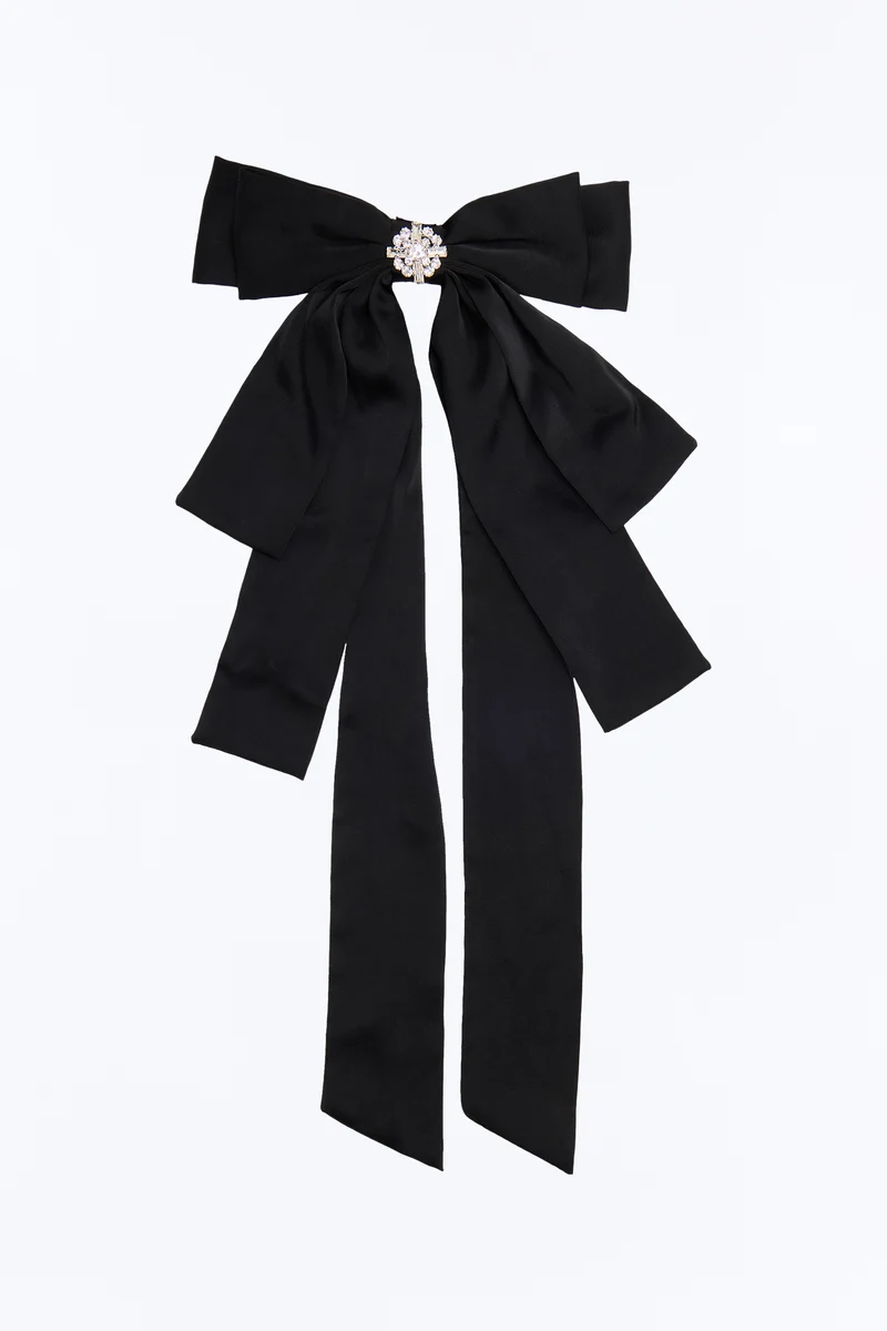 Girly Girl Satin Bow - Black