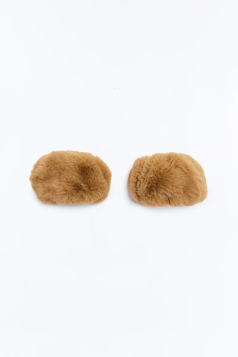 Cuffing Season Faux Fur Arm Cuffs - Brown