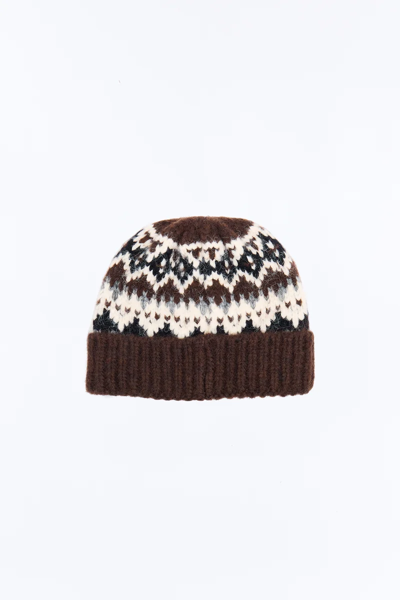 Hearthside Fair Isle Beanie - Brown/combo