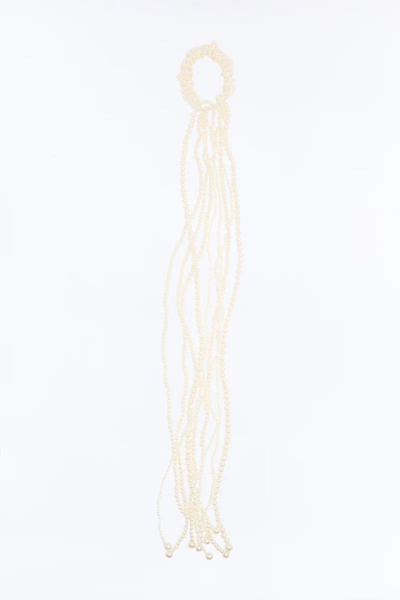 Pearl Waterfall Scrunchie - White