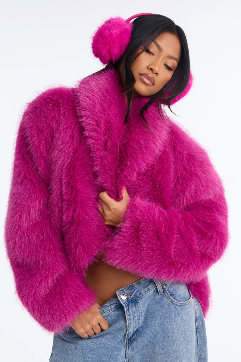 Fur Brings The Fun Earmuffs - Fuchsia