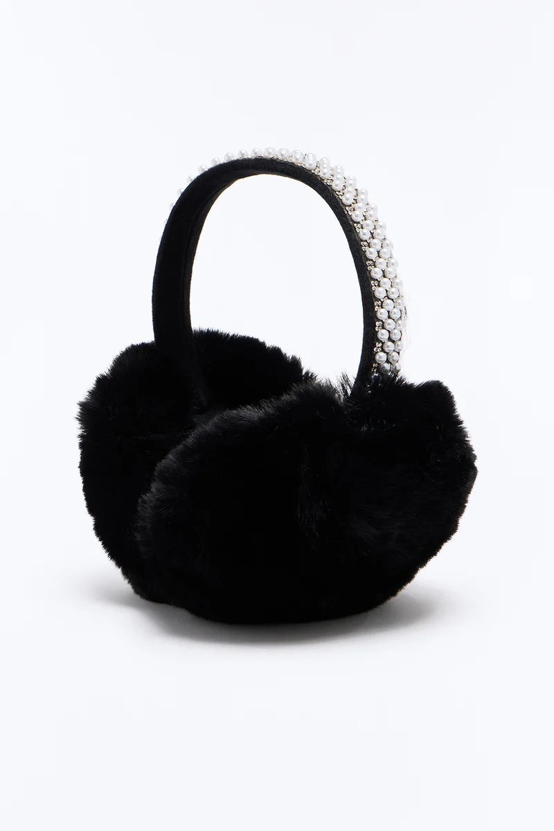All Dressed Up Faux Fur Earmuffs - Black