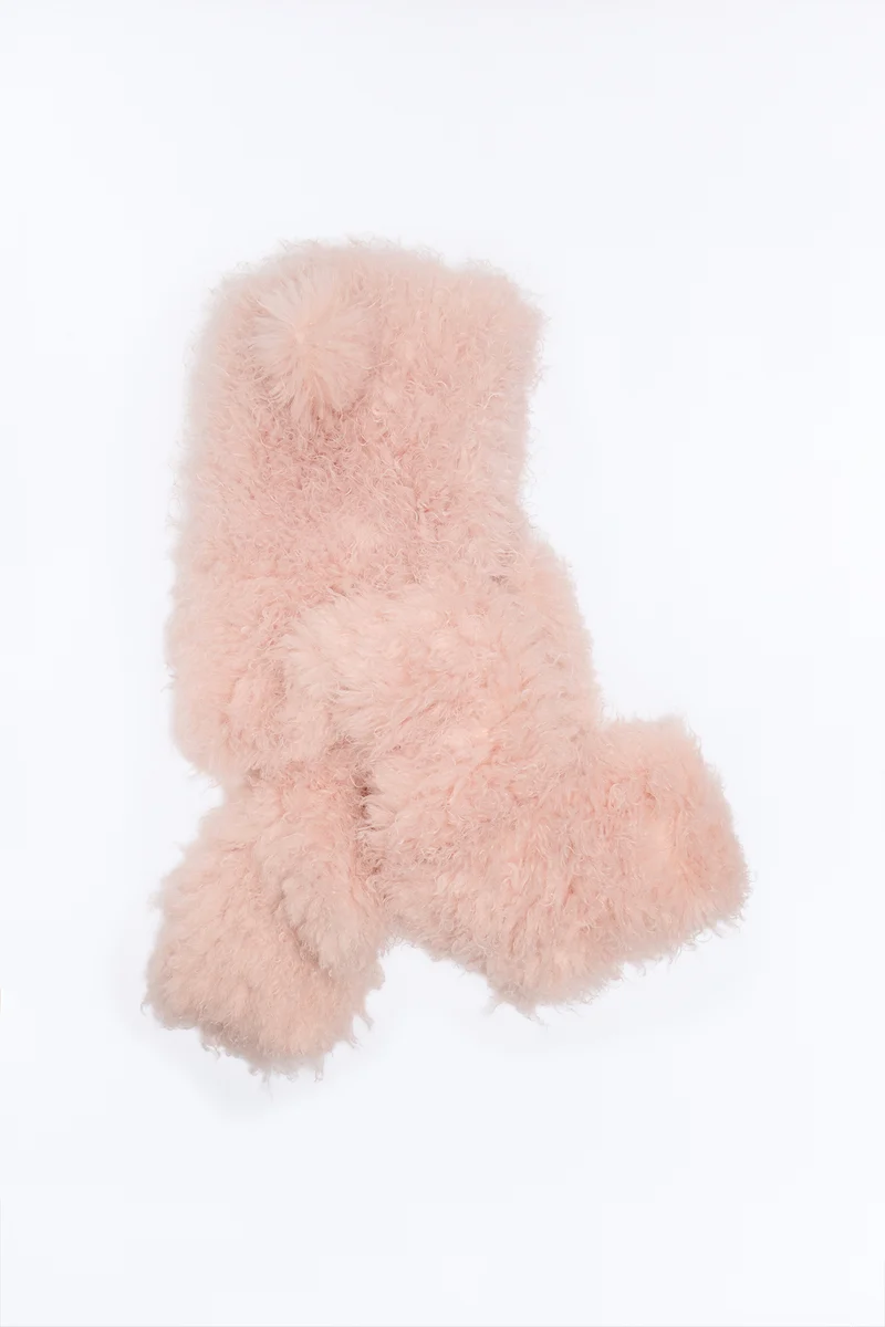 Gentle Creature Faux Fur Scarf Beanie - Pink