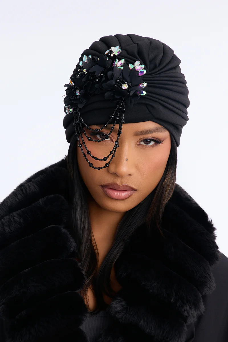 Glam Wrap Novelty Turban - Black
