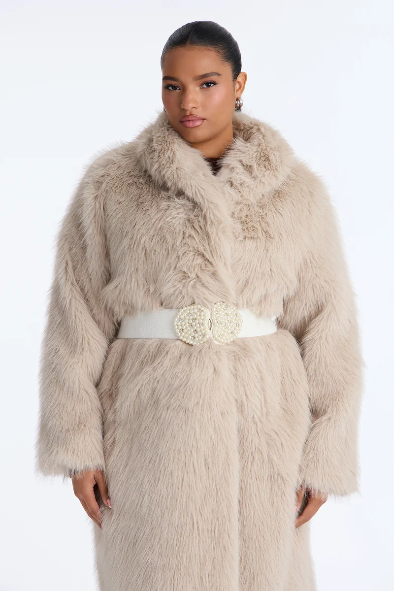 Heart On Lock Wide Stretch Belt - Ivory