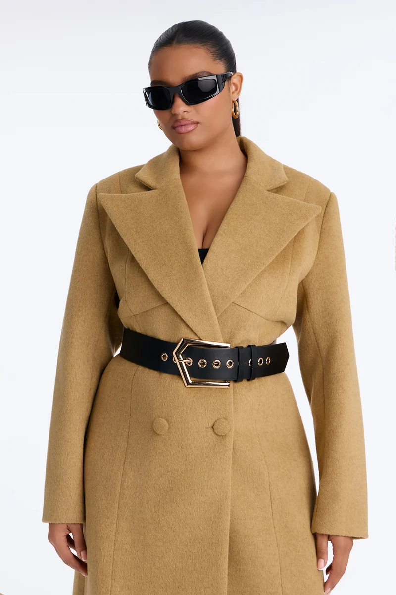 From Another Angle Faux Leather Wide Belt - Black