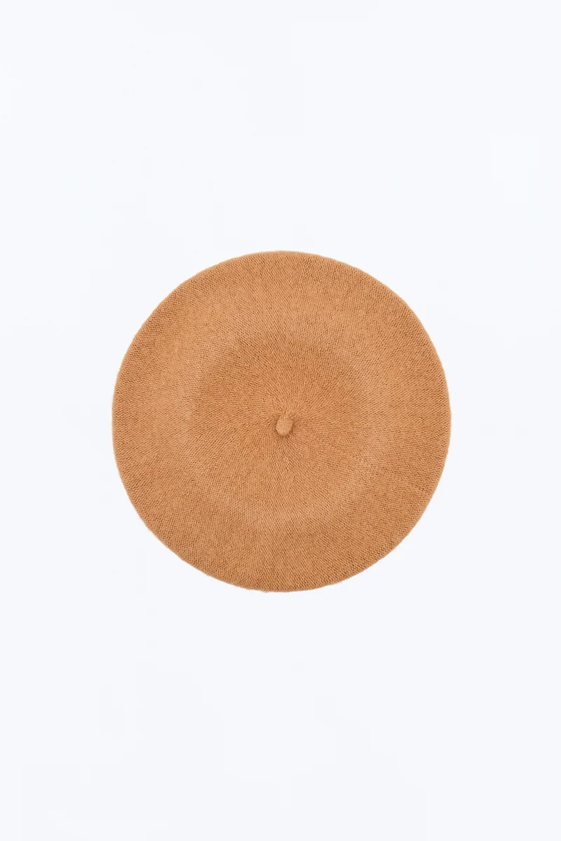 Winter Elegance Jeweled Beret - Cognac