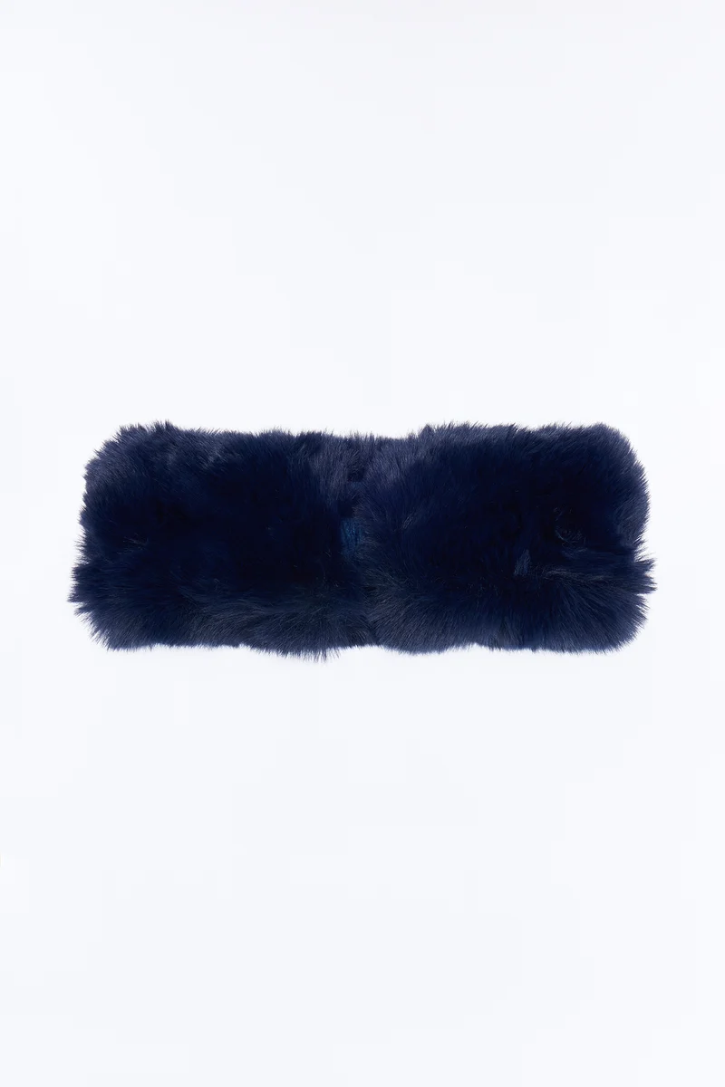 Margot Faux Fur Headband - Navy