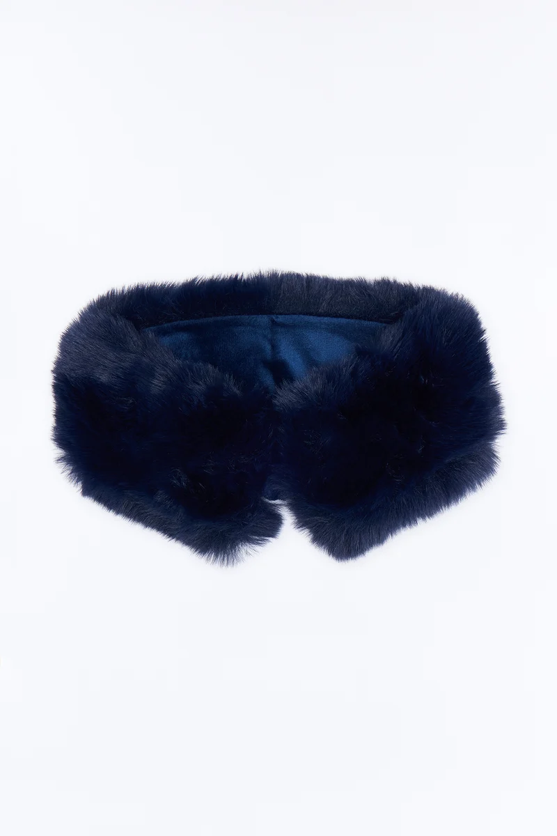 Margot Faux Fur Headband - Navy