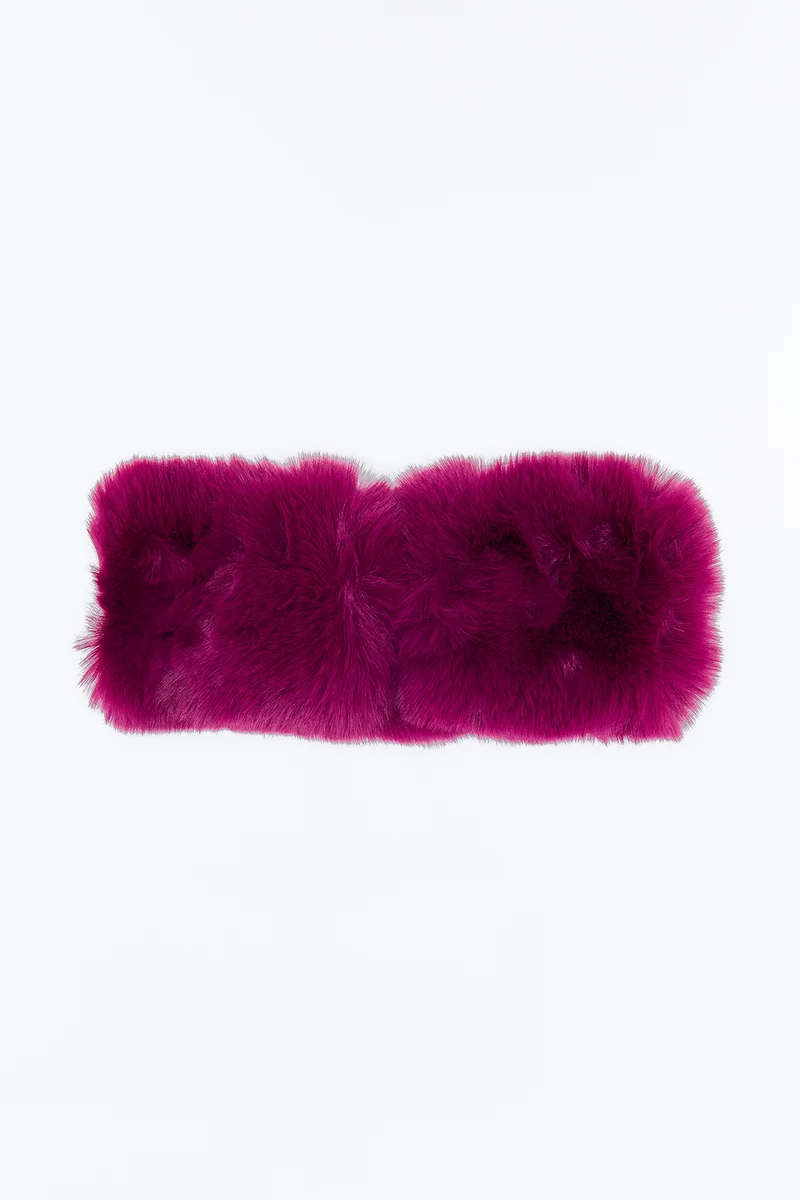 Margot Faux Fur Headband - Burgundy