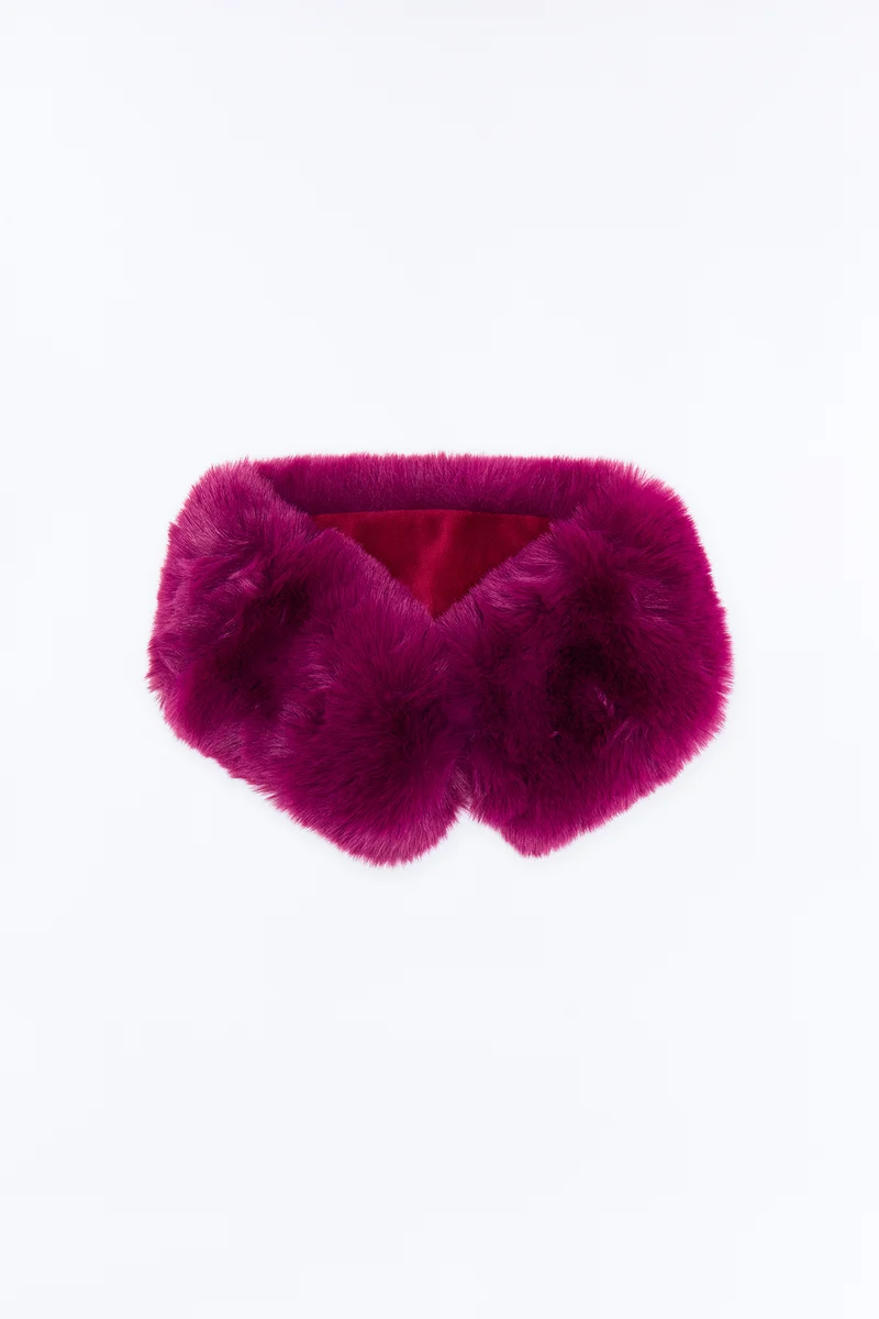 Margot Faux Fur Headband - Burgundy
