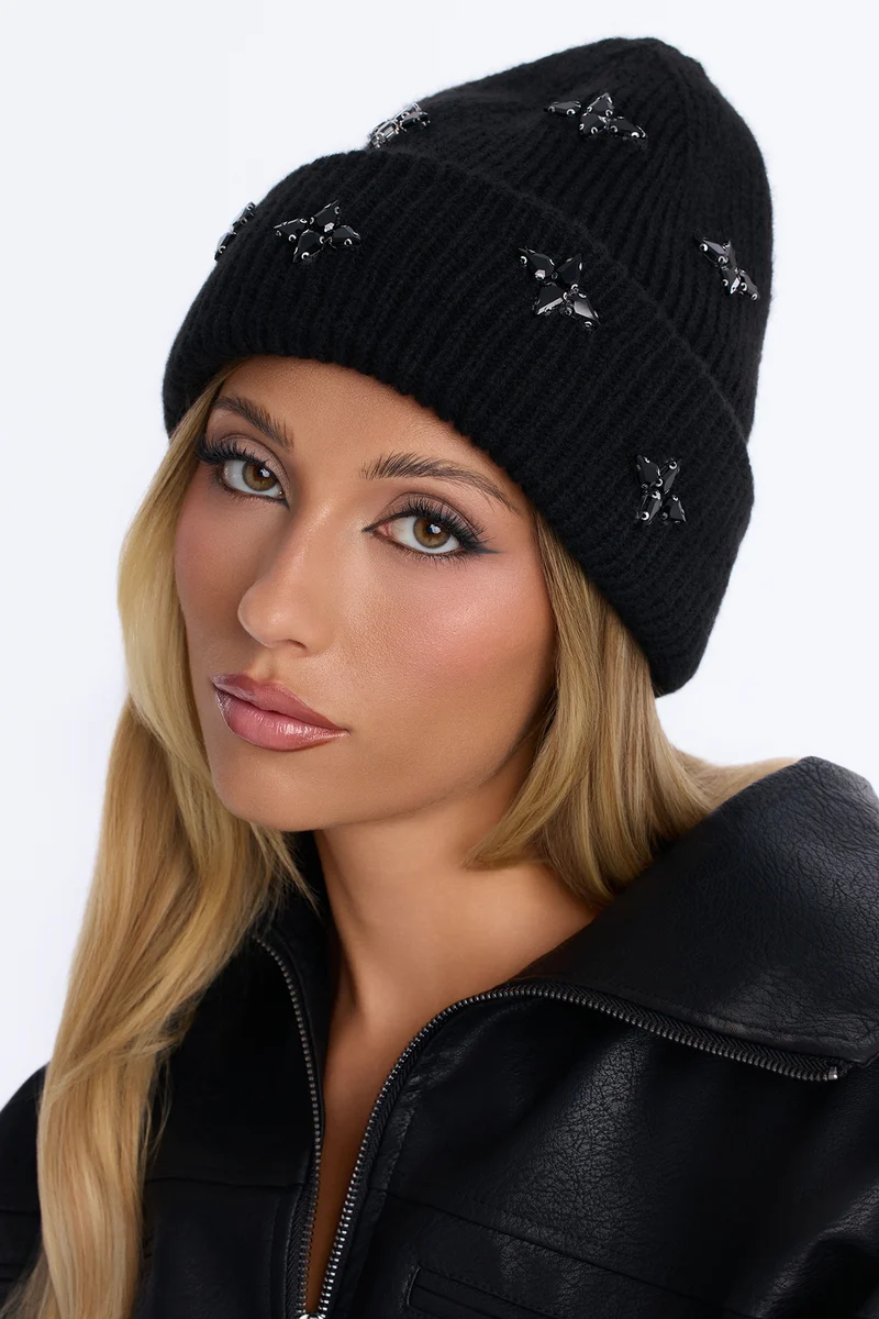 Diamonds Falling On Me Beanie - Black
