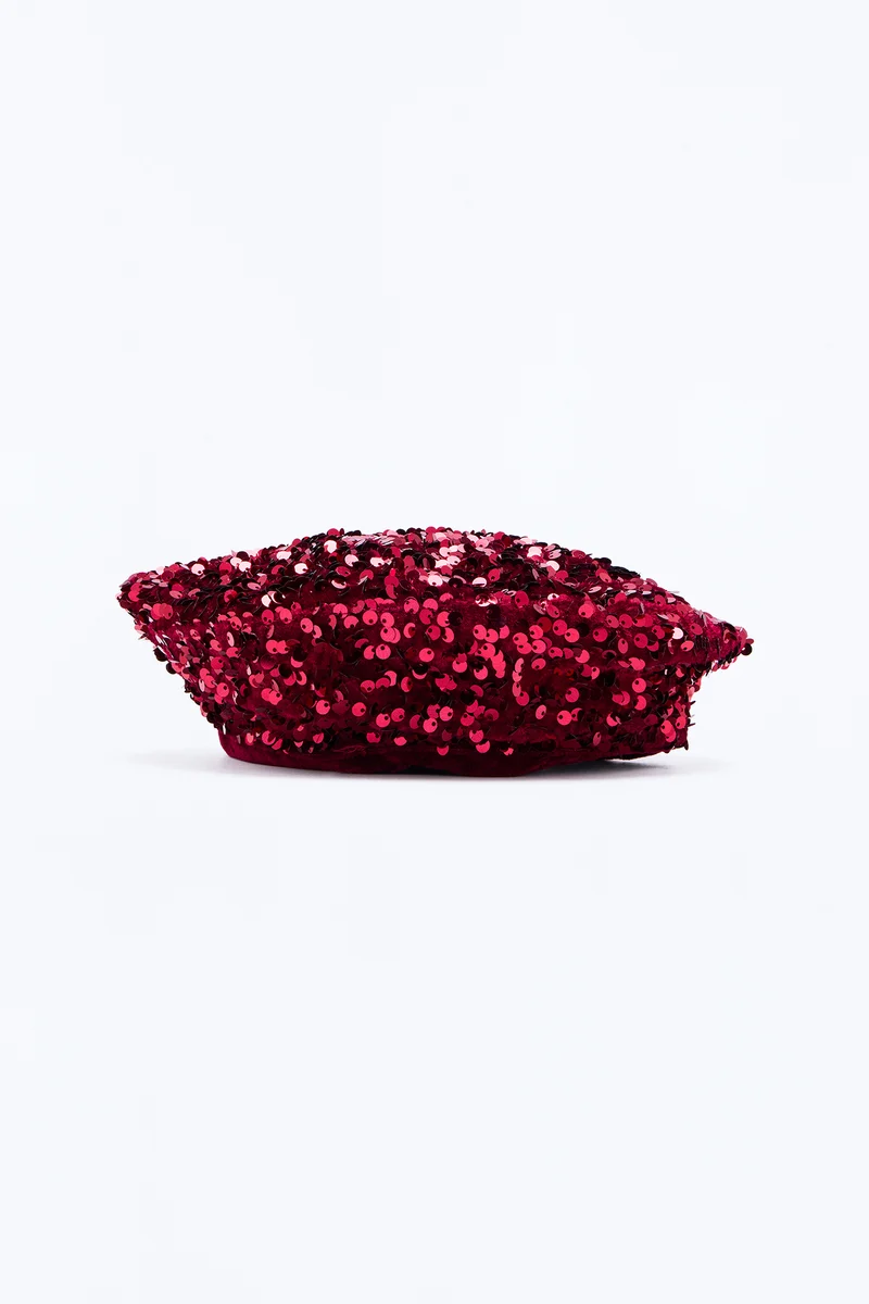 Tis The Season To Sparkle Beret - Burgundy