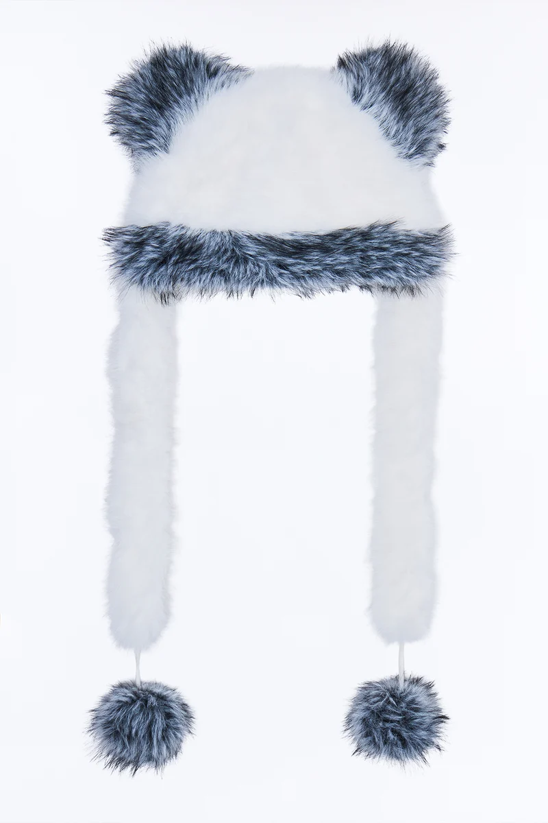 Feeling Cute Faux Fur Hooded Scarf - Ivory/combo