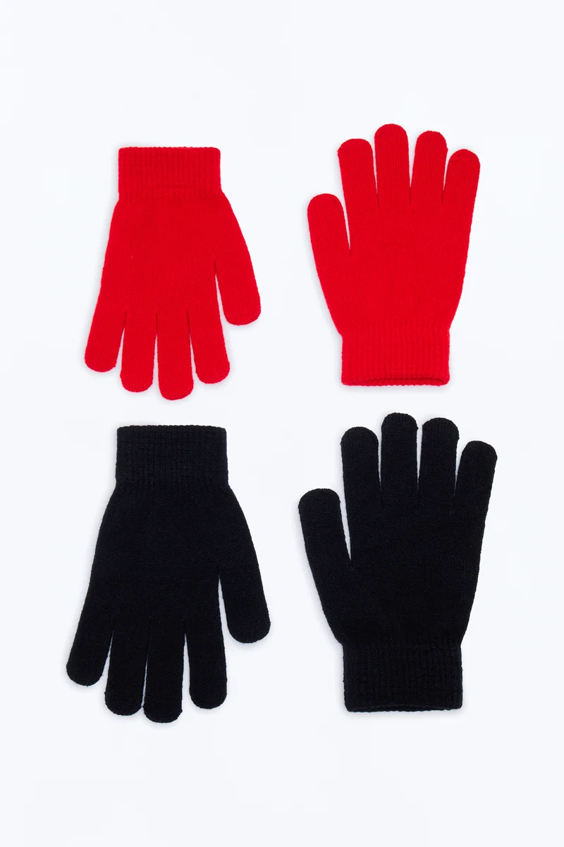 Essential 2 Piece Glove Set - Red/combo