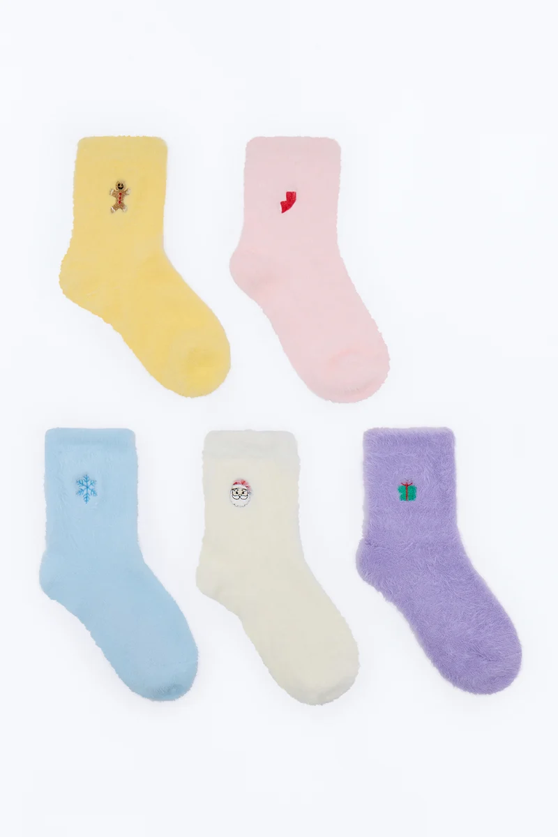 Feels Like Home 5 Pack Sock Set - Pink/combo