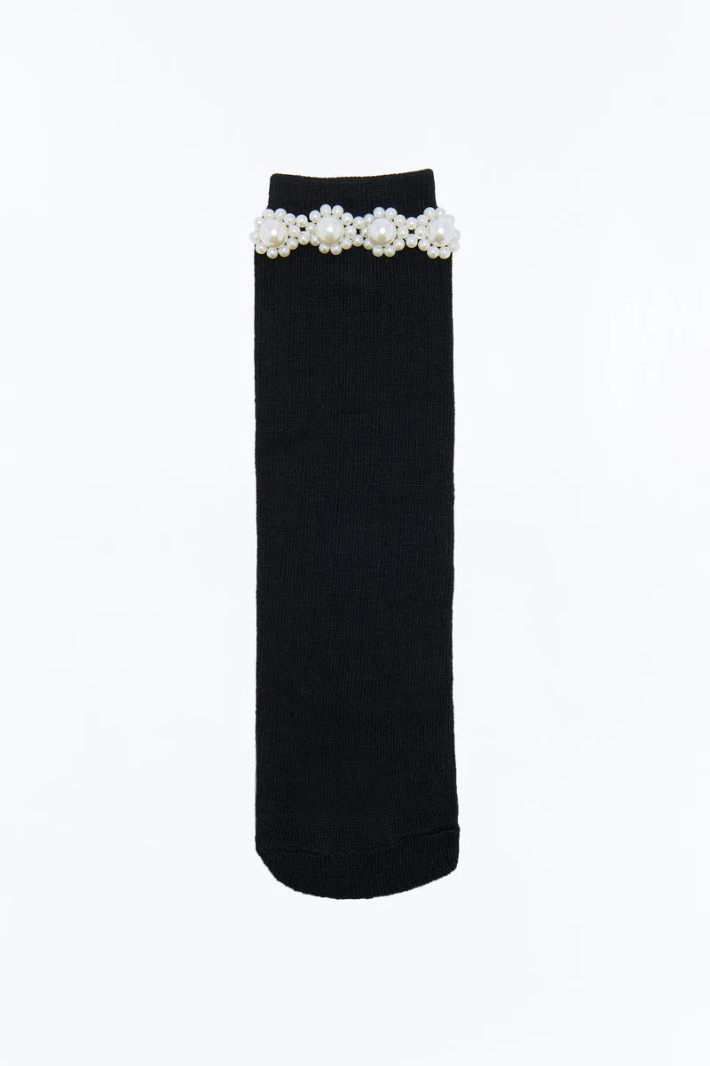 Dainty Edge Crew Socks - Black