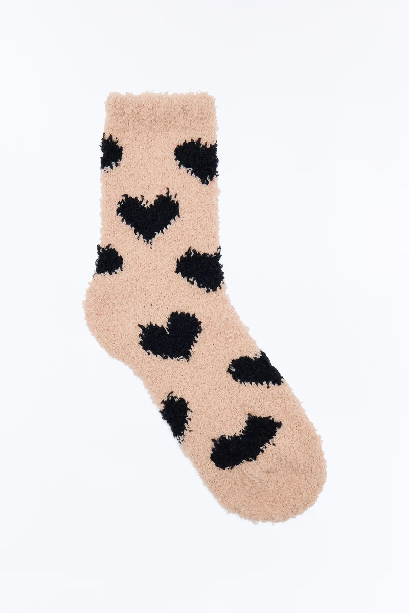 Just A Crush Cozy Socks - Nude/combo