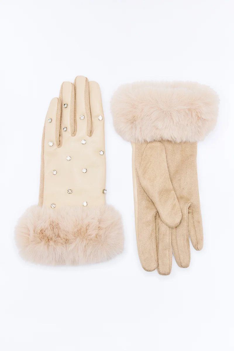 Winter Sparkle Gloves - Nude