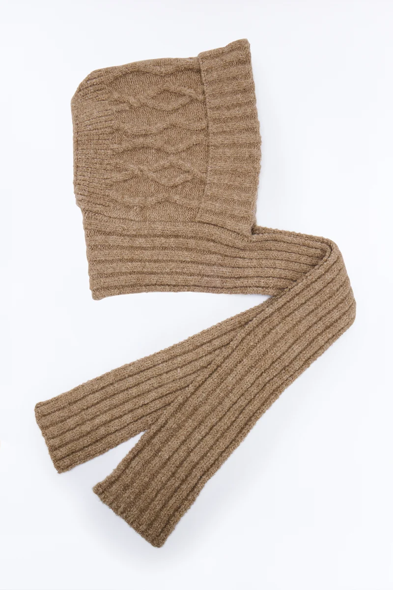 Winter Escape Hooded Scarf - Tan