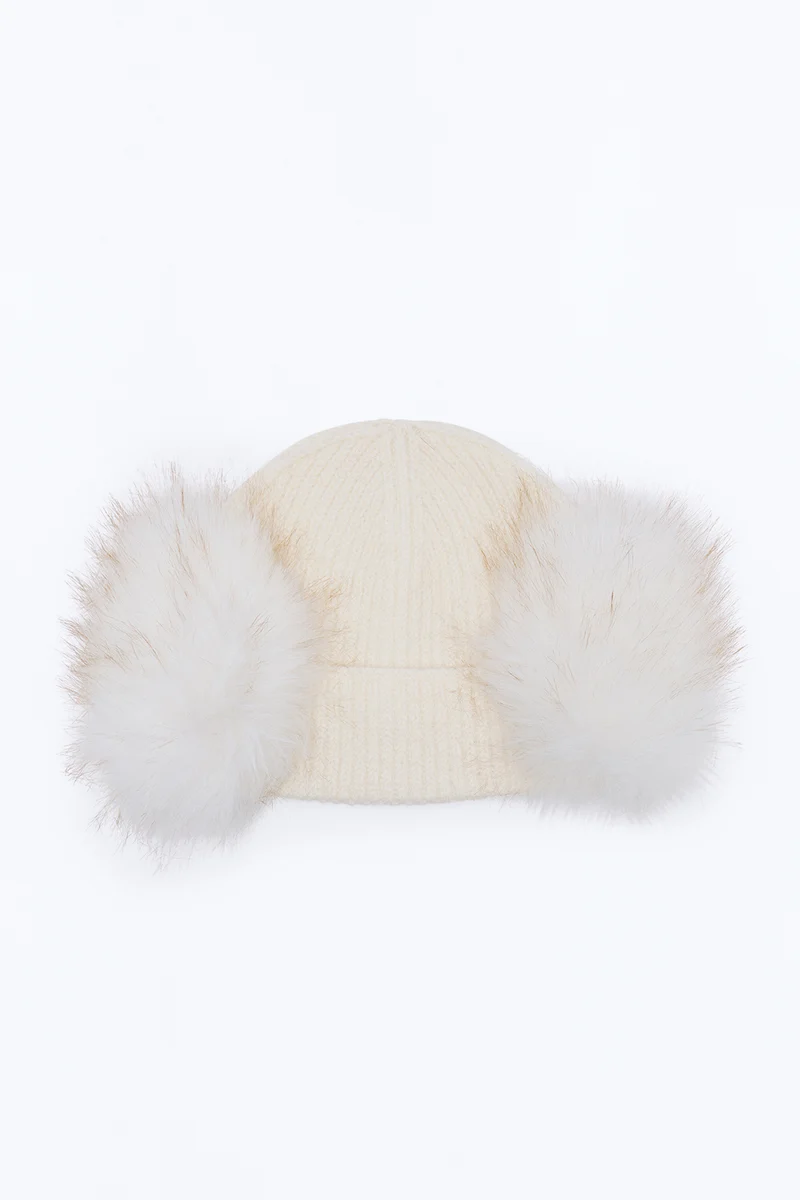 Keep Me Warm Earmuff Beanie - Ivory