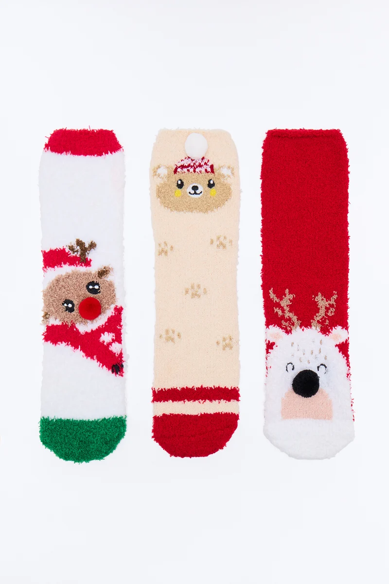 Oh Deer 3 Pack Cozy Socks - Multi Color