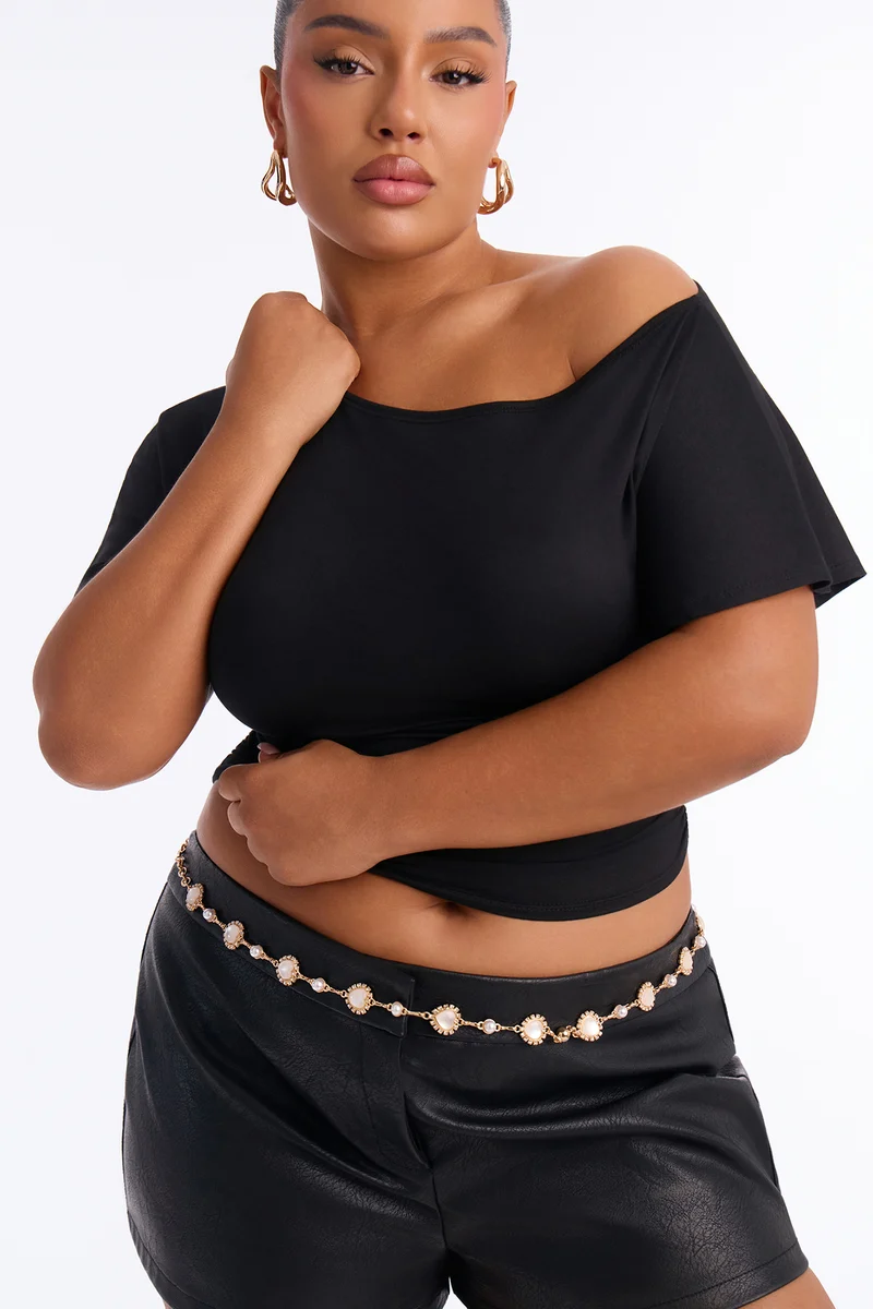 Pearly Heart Chain Belt - Gold