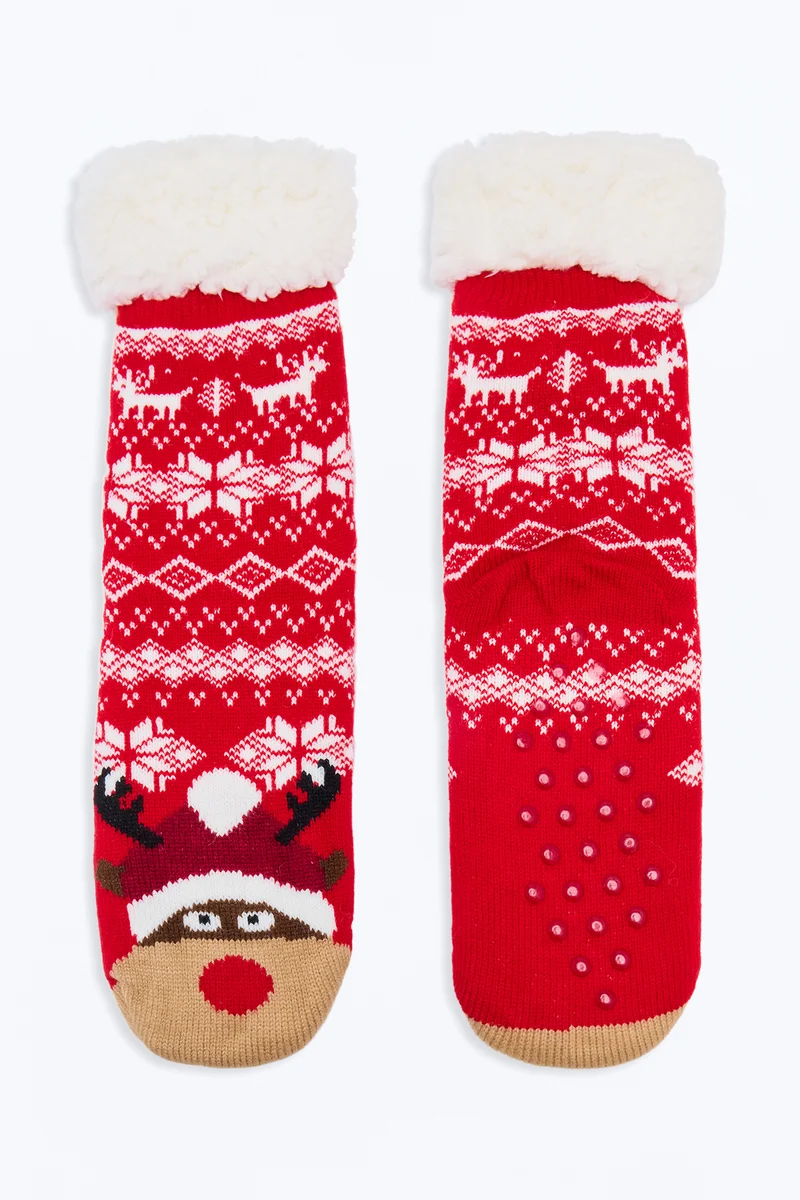 Merry And Cozy Socks - Red/combo