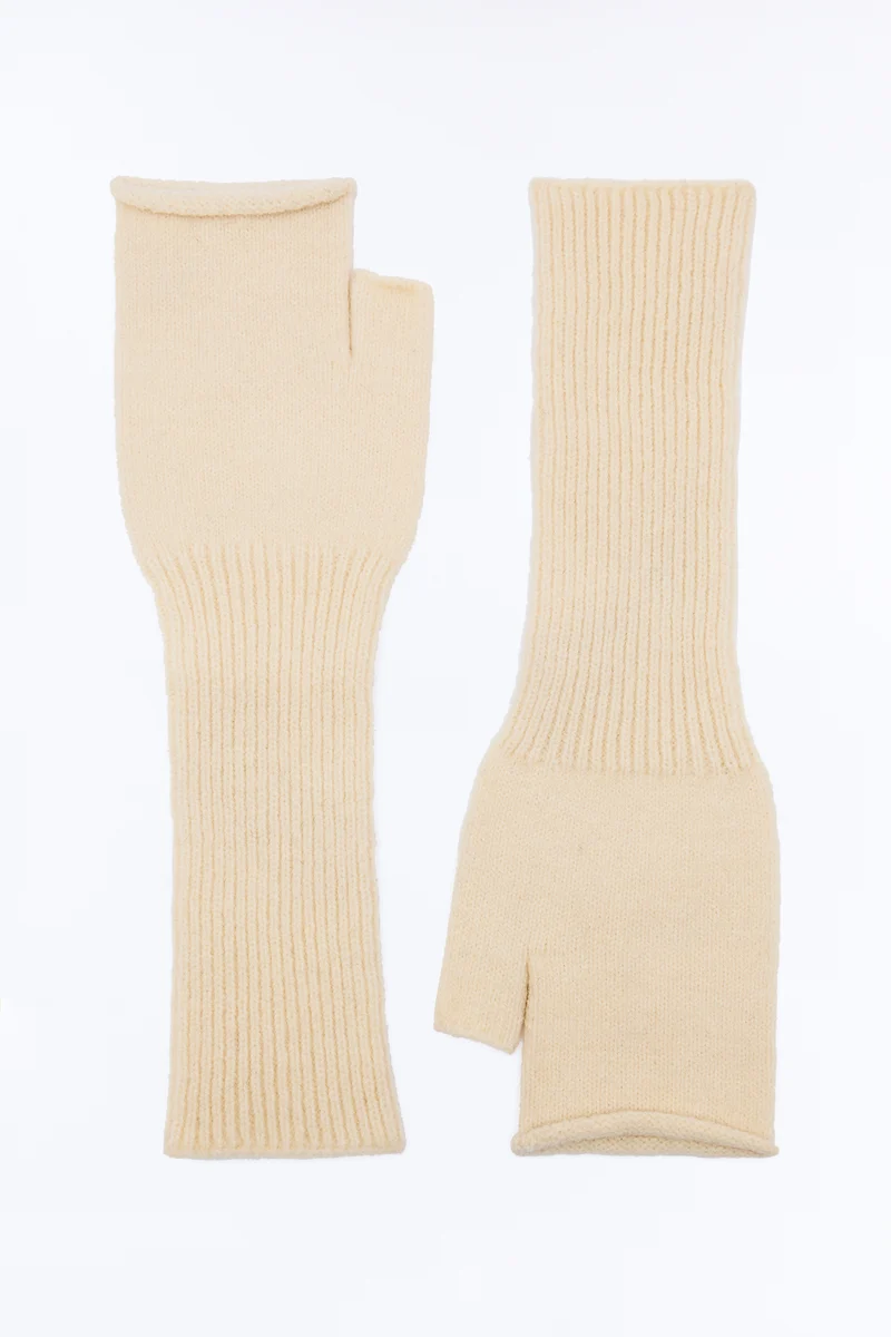 Toasty Pockets Fingerless Gloves - Ivory
