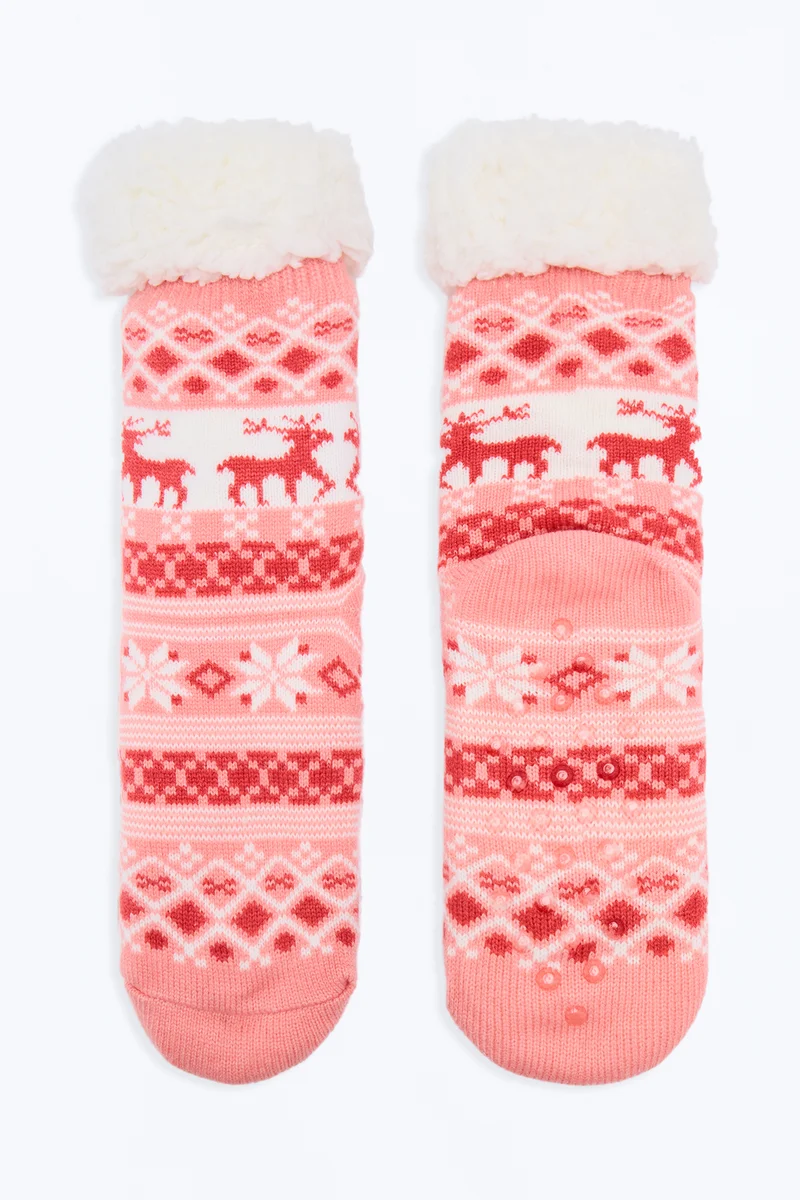 Toasty Toes Cozy Socks - Pink/combo