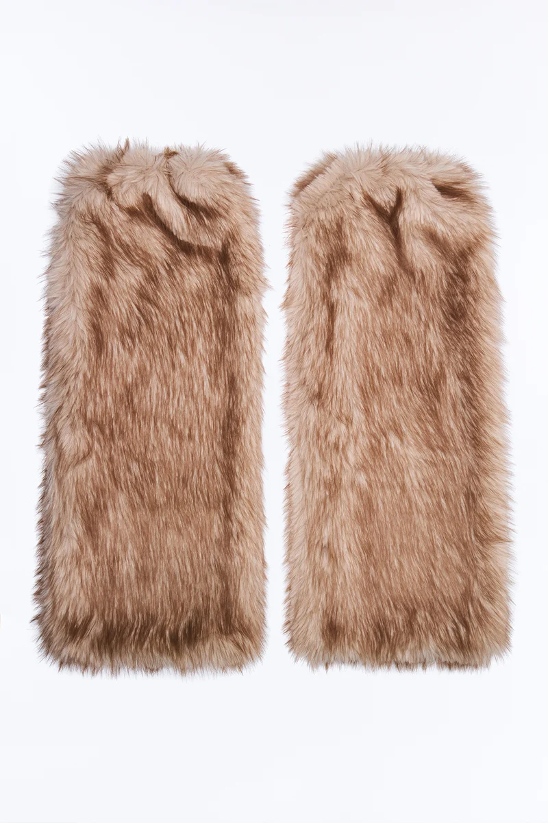 Winter Muse Thigh High Faux Fur Legwarmer - Nude/combo