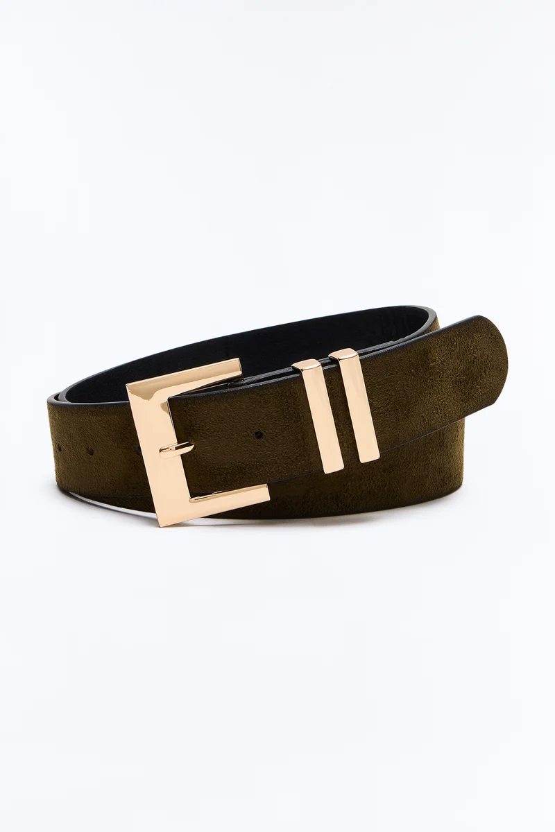 Too Far Gone Leather Belt - Olive/combo
