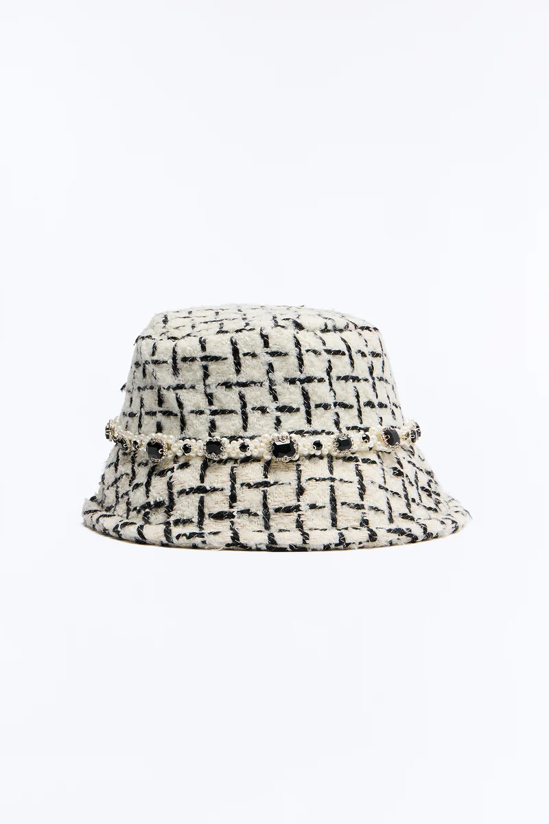 Fifth Avenue Tweed Bucket Hat - Ivory/combo