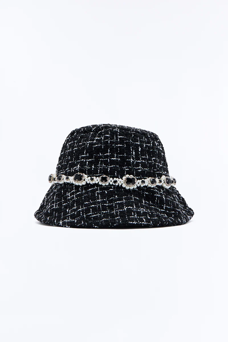 Fifth Avenue Tweed Bucket Hat - Black/combo