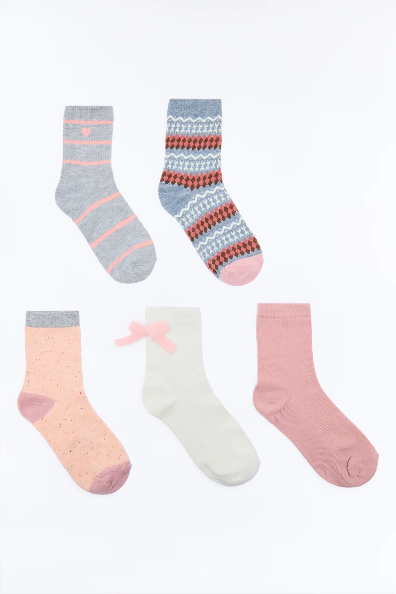 Sweater Weather 5 Piece Sock Set - Grey/combo