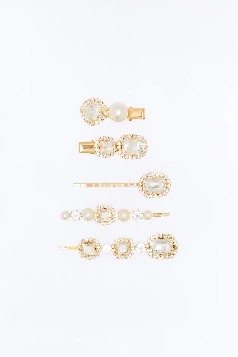 At The Event 5 Piece Hair Set - Gold/Clear