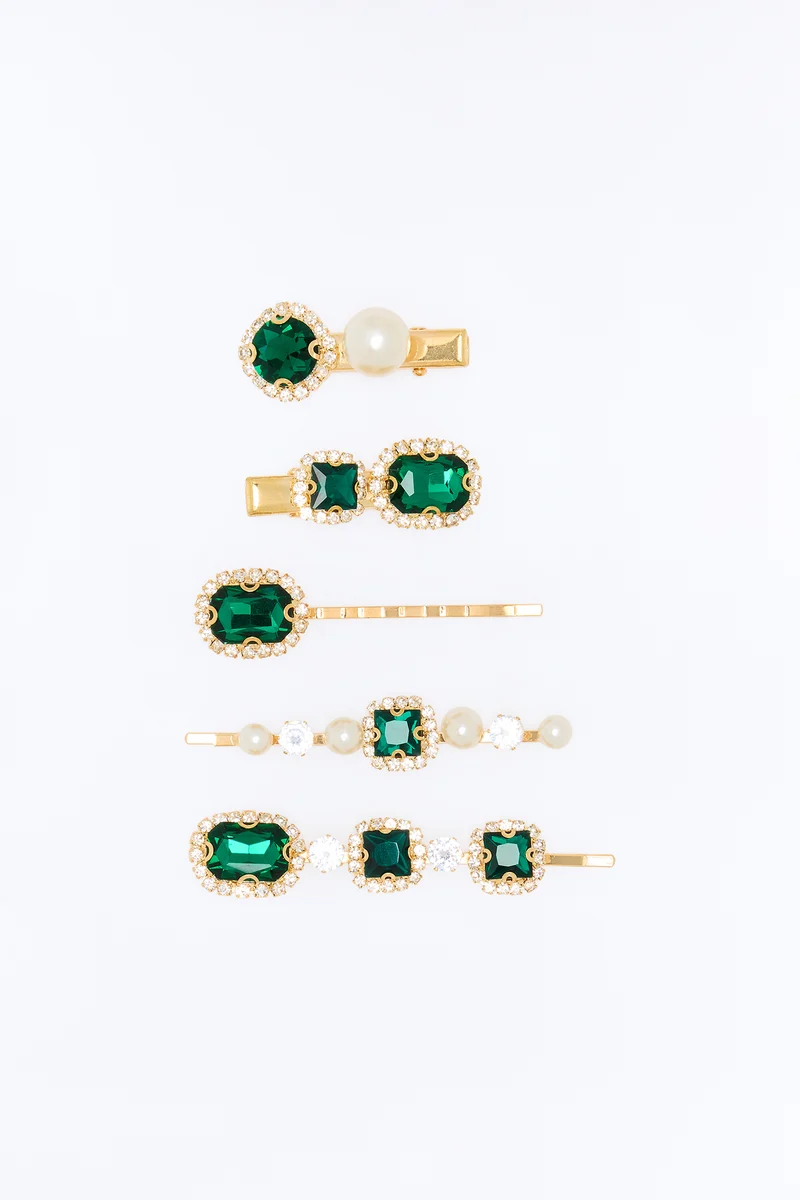 At The Event 5 Piece Hair Set - Gold/Green